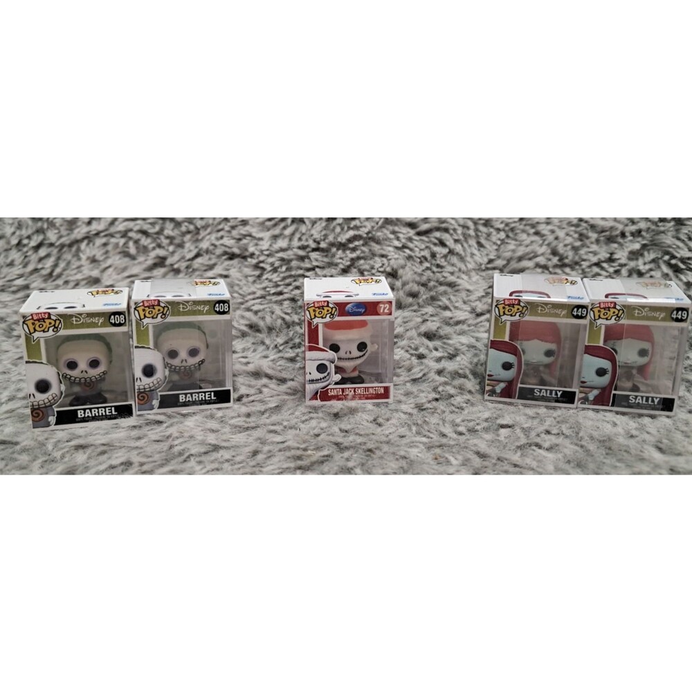 Lot FUNKO Bitty Pop! The Nightmare Before Christmas 408 Barrel 449 Sally 72 Jack